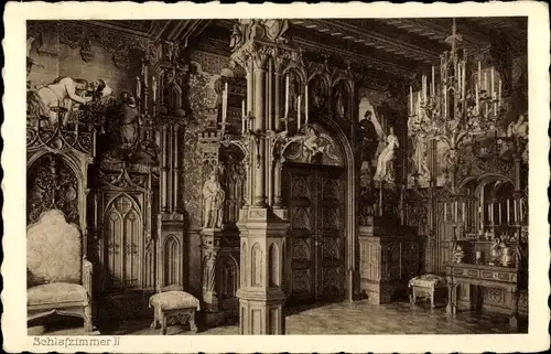 Ak Hohenschwangau Schwangau im Ostallgäu, Schloss Neuschwanstein, Schlafzimmer II