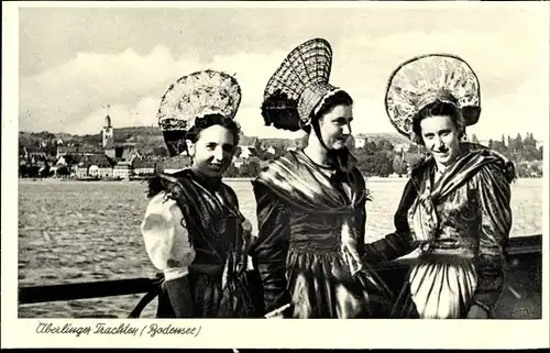 Ak Überlingen im Bodenseekreis Baden Württemberg, Frauen in Überlinger Trachten, Kopfschmuck