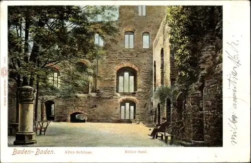 Ak Baden Baden am Schwarzwald, altes Schloss, Rittersaal
