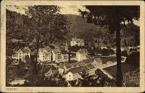 Ak Triberg Schwarzwald, Gesamtansicht der Stadt, Berge