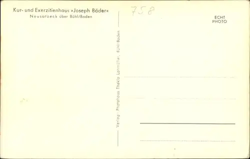 Ak Neusatzeck Bühl in Baden Schwarzwald, Kur- u. Exerzitienhaus Joseph Bäder