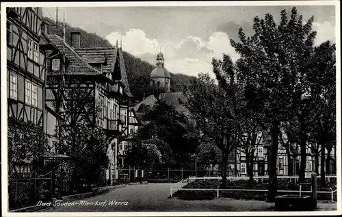 Ak Bad Sooden Allendorf in Hessen, Straßenpartie mit Blick auf Fachwerkhäuser