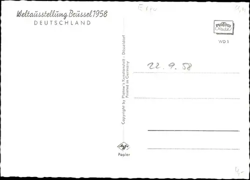 Ak Bruxelles Brüssel, Weltausstellung 1958, Haus Deutschland