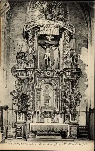Ak Fuenterrabia Baskenland, Interieur de la Iglesia, El Altar S. Jose
