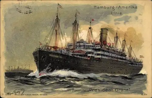 Künstler Litho Bohrdt, Hans, Dampfer President Grant, HAPAG