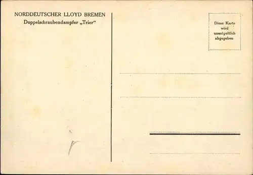 Künstler Ak Doppelschraubendampfer Trier, Norddeutscher Lloyd Bremen