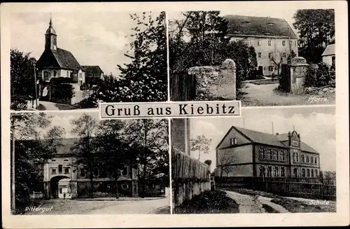 Ak Kiebitz Ostrau in Sachsen, Kirche, Pfarre, Rittergut, Schule