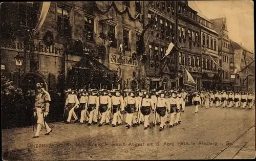 Ak Freiberg im Kreis Mittelsachsen, Letzte große Bergparade am 06. April 1905, Ratskeller