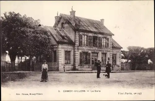 Ak Ormoy Villers Oise, La Gare