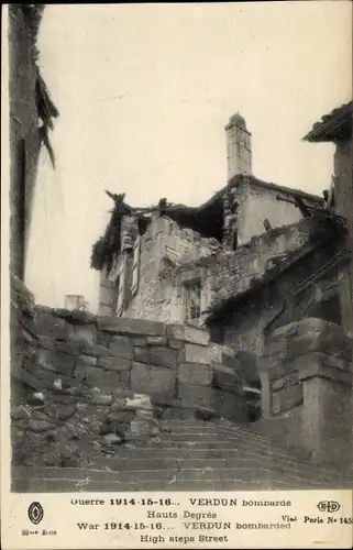 Ak Verdun Meuse, bombardé Hauts Degrés, Guerre 1914-15-16