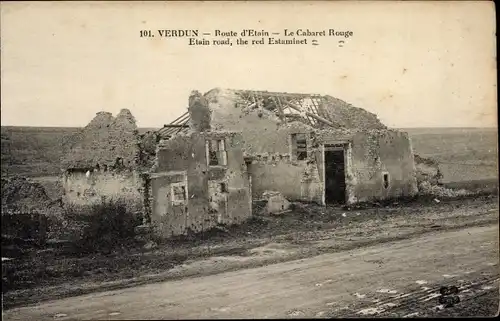 Ak Verdun Meuse, Route d'Etain, Le Cabaret Rouge, Kriegszerstörung 1. WK