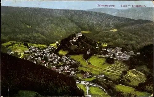 Ak Schwarzburg in Thüringen, Blick vom Trippstein