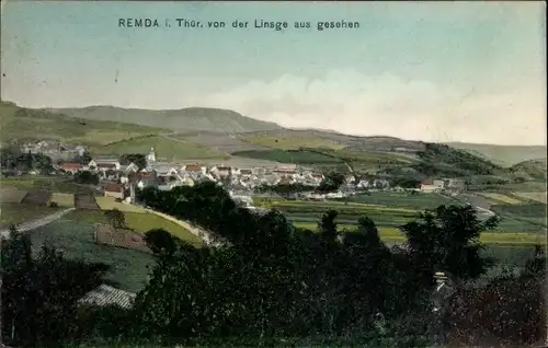 Ak Remda Rudolstadt in Thüringen, Panorama von der Linsge aus