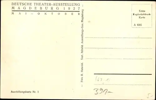 Ak Magdeburg, Deutsche Theater Ausstellung 1927, Stadthalle