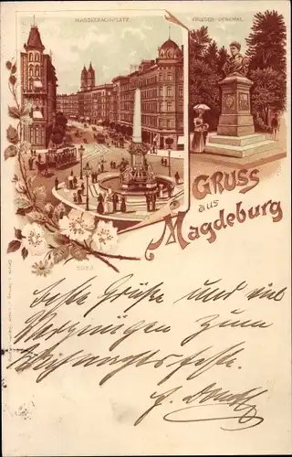 Litho Magdeburg, Hasselbachplatz, Friesendenkmal
