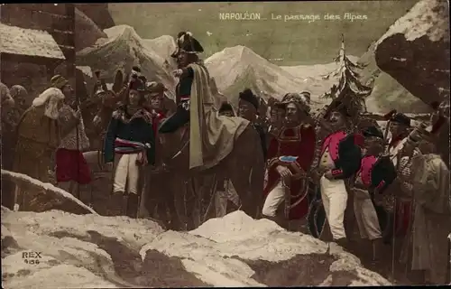 Ak Napoleon, Le passage des Alpes, Schauspieler