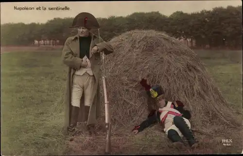 Ak Napoleon et la sentinelle, Schauspieler, Stroh, Schlafender Soldat