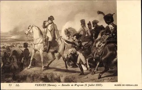 Künstler Ak  Vernet, Horace, Bataille de Wagram 1809, Napoleon zu Pferde