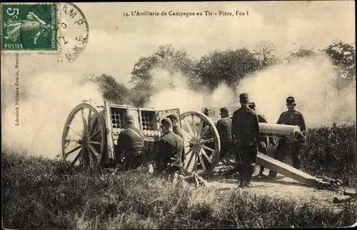 Ak L'Artillerie de Campagne au Tir, Pièce, Feu, französisches Geschütz
