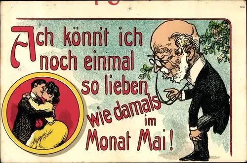 Litho Ach könnt ich noch einmal so lieben wie damals im Monat Mai, Liebespaar