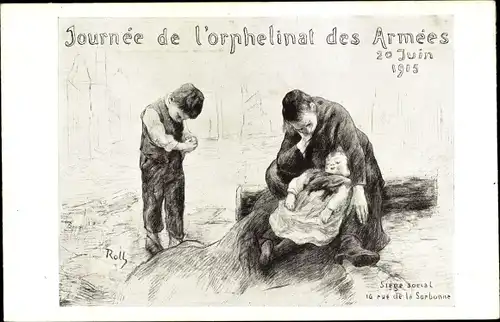 Künstler Ak Journée de l'orphelinat des Armées 1915, Siege social, rue de la Sorbonne, I WK