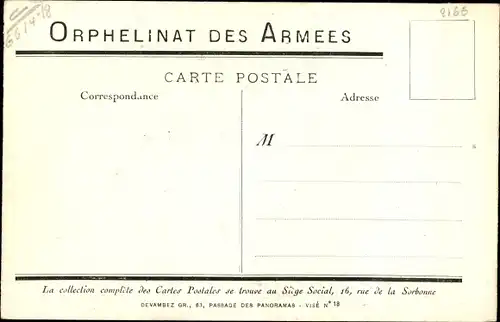 Künstler Ak Journée de l'orphelinat des Armées 1915, Siege social, rue de la Sorbonne, I WK