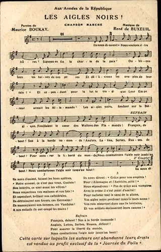 Lied Ak Les Aigles Noirs, Aux Armees de la Republique, Maurice Boukay, Rene de Buxeuil