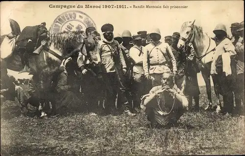 Ak Marokko, Campagne du Maroc 1907 1911, Bandit Marocain fait prisonnier