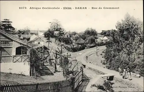 Ak Dakar Senegal, Afrique Occidentale, Rue de Grammont, Hütten