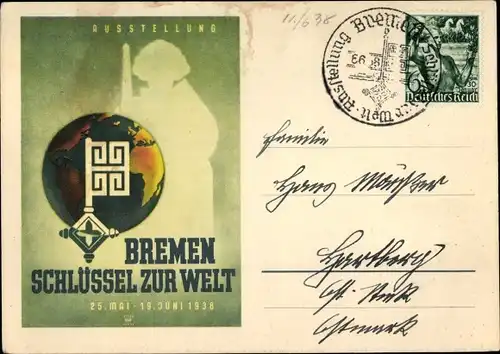 Ak Bremen, Schlüssel zur Welt, Ausstellung Mai bis Juni 1938