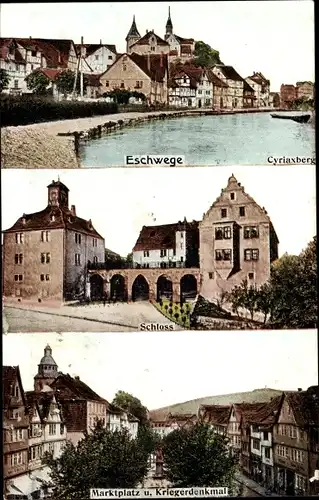 Ak Eschwege an der Werra Hessen, Schloss, Marktplatz und Kriegerdenkmal, Cyriaxberg