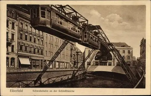 Ak Elberfeld Wuppertal, Schwebebahn an der Schloßbleiche