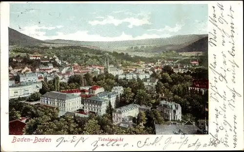 Ak Baden Baden am Schwarzwald, Totalansicht, Panorama