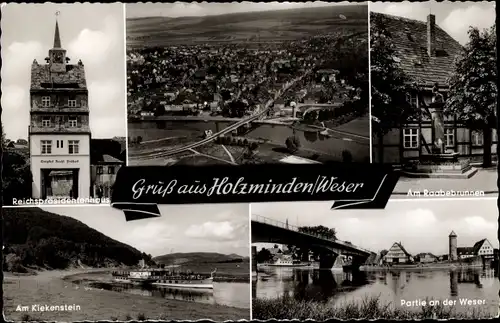 Ak Holzminden im Weserbergland, Raabebrunnen, Reichspräsidentenhaus, Kiekenstein, Panorama