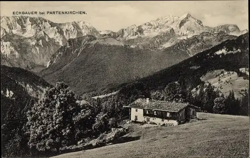 Ak Eckbauer Garmisch Partenkirchen in Oberbayern, Berghütte, Berge