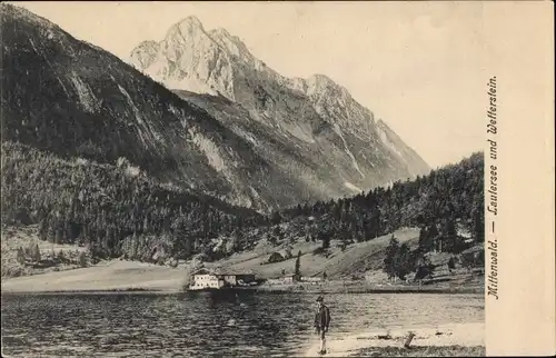 Ak Mittenwald in Oberbayern, Lautersee u. Wetterstein