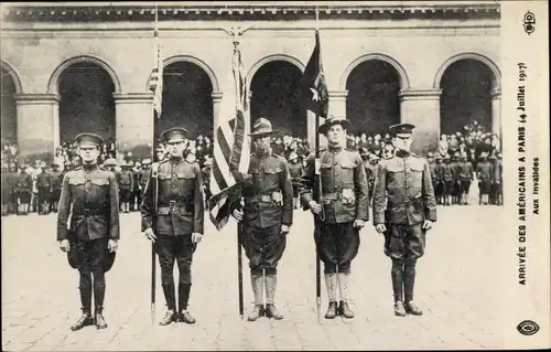 Ak Arrivee des americains a Paris 1917, aux Invalides