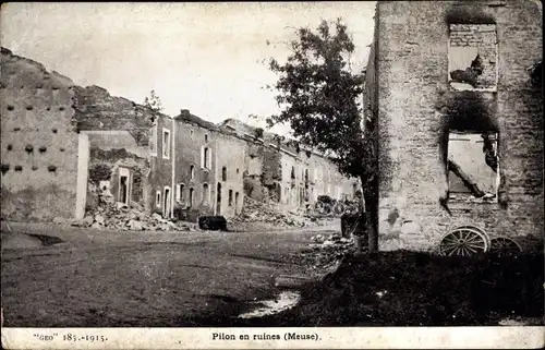 Ak Pillon Meuse, Ruines, Kriegszerstörung I. WK