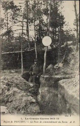 Ak Perthes Marne, La Pont de Commandement du Ravin, La Grande Guerre 1914-1915