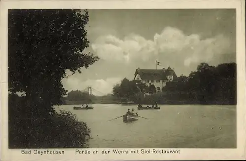 Ak Bad Oeynhausen in Nordrhein Westfalen, Partie an der Werra mit Siel Restaurant