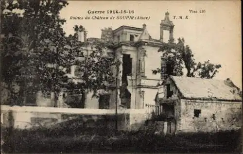 Ak Soupir Aisne, Ruines du Chateau, Kriegszerstörung 1. WK