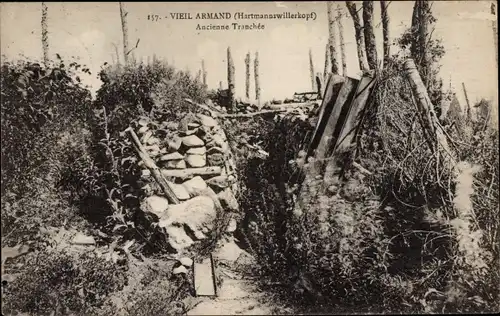 Ak Hartmannswiller Hartmannsweiler Elsass Haut Rhin, Hartmannswillerkopf, Ancienne Tranchee
