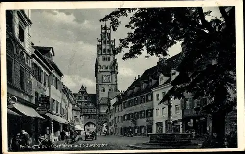 Ak Freiburg im Breisgau, Oberlinden mit Schwabentor