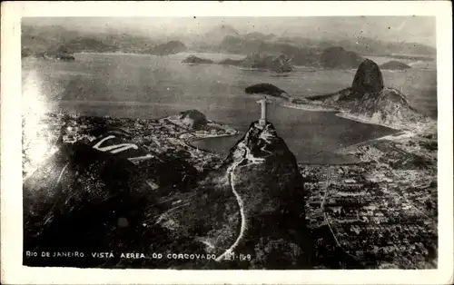 Ak Rio de Janeiro Brasilien, Vista aerea od Corcovado