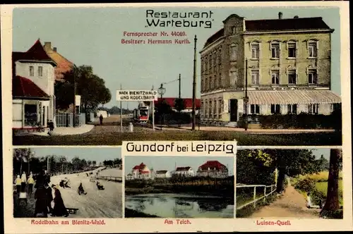 Ak Gundorf Böhlitz Ehrenberg Leipzig in Sachsen, Restaurant Warteburg, Rodelbahn