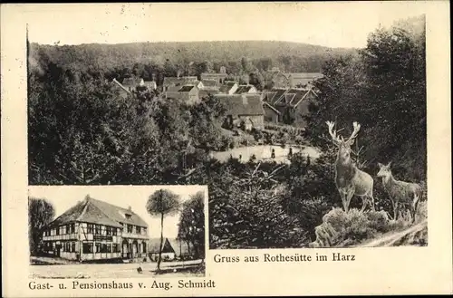 Ak Rothesütte Harz Ellrich Thüringen, Gast und Pensionshaus, Hirsche
