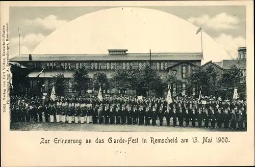 Ak Remscheid im Bergischen Land, Garde Fest 1900, Deutsche Soldaten in Uniformen, Männer in Anzügen