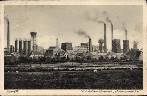 Ak Buer in Westfalen Gelsenkirchen Ruhrgebiet, Steinkohlenbergwerk Bergmannsglück