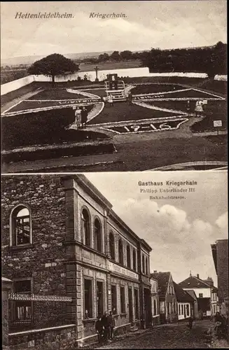 Ak Hettenleidelheim in der Pfalz, Kriegerhain, Eisernes Kreuz, Gasthaus, Bahnhofstraße