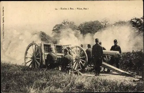 Ak Ecole à Feu, Pièce, Feu - Artillerie Feuerübung, Schulschießen einer Haubitze